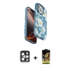 MARSİLYAN™- iPhone 15 Pro Max Kılıf Siluet Doku - Siyah Buffer Cam Ekran Koruyucu + PVD Metal Kamera Lens - LT