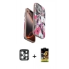 MARSİLYAN™- iPhone 15 Pro Max Kılıf Siluet Doku - Siyah Buffer Cam Ekran Koruyucu + PVD Metal Kamera Lens - LT