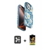 MARSİLYAN™- iPhone 15 Pro Max Kılıf Siluet Doku - Siyah Buffer Cam Ekran Koruyucu + PVD Metal Kamera Lens - GI