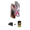 MARSİLYAN™- iPhone 15 Pro Max Kılıf Siluet Doku - Siyah Buffer Cam Ekran Koruyucu + Raze Metal Kamera Lens - TMGI