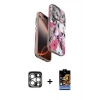 MARSİLYAN™- iPhone 15 Pro Max Kılıf Siluet Doku - Siyah Buffer Hayalet Cam Ekran Koruyucu + PVD Metal Kamera Lens - GS