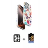MARSİLYAN™- iPhone 15 Pro Max Kılıf Siluet Doku - Siyah Buffer Hayalet Cam Ekran Koruyucu + PVD Metal Kamera Lens - GS