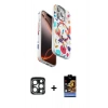 MARSİLYAN™- iPhone 15 Pro Max Kılıf Siluet Doku - Siyah Buffer Hayalet Cam Ekran Koruyucu + PVD Metal Kamera Lens - LT