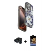 MARSİLYAN™- iPhone 15 Pro Max Kılıf Siluet Doku - Siyah Buffer Hayalet Cam Ekran Koruyucu + Raze Metal Kamera Lens - LT