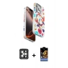MARSİLYAN™- iPhone 15 Pro Max Kılıf Siluet Doku - Siyah Buffer Hayalet Cam Ekran Koruyucu + PVD Metal Kamera Lens - GI