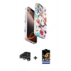 MARSİLYAN™- iPhone 15 Pro Max Kılıf Siluet Doku - Siyah Buffer Hayalet Cam Ekran Koruyucu + Raze Metal Kamera Lens - GS