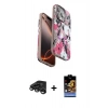 MARSİLYAN™- iPhone 15 Pro Max Kılıf Siluet Doku - Siyah Buffer Hayalet Cam Ekran Koruyucu + Raze Metal Kamera Lens - TMGI