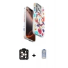 MARSİLYAN™- iPhone 15 Pro Max Kılıf Siluet Doku - Siyah Joko Magic 5D Cam + Turuncu PVD Metal Kamera Lens