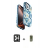 MARSİLYAN™- iPhone 15 Pro Max Kılıf Siluet Doku - Siyah Joko Magic 5D Hayalet Cam + Gri PVD Metal Kamera Lens