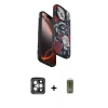 MARSİLYAN™- iPhone 15 Pro Max Kılıf Siluet Doku - Siyah Joko Magic 5D Hayalet Cam + Gri PVD Metal Kamera Lens