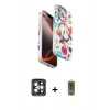 MARSİLYAN™- iPhone 15 Pro Max Kılıf Siluet Doku - Siyah Joko Magic 5D Hayalet Cam + Gri PVD Metal Kamera Lens