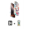 MARSİLYAN™- iPhone 15 Pro Max Kılıf Siluet Doku - Siyah Polymer Nano Ekran Koruyucu + PVD Metal Kamera Lens - GS