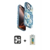 MARSİLYAN™- iPhone 15 Pro Max Kılıf Siluet Doku - Siyah Polymer Nano Ekran Koruyucu + PVD Metal Kamera Lens - GS