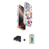 MARSİLYAN™- iPhone 15 Pro Max Kılıf Siluet Doku - Siyah Polymer Nano Ekran Koruyucu + Raze Metal Kamera Lens - GS
