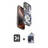 MARSİLYAN™- iPhone 15 Pro Max Kılıf Siluet Doku - Siyah Vanessa Magic Cam + PVD Metal Kamera Lens - GI