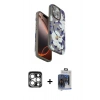 MARSİLYAN™- iPhone 15 Pro Max Kılıf Siluet Doku - Siyah Vanessa Magic Cam + PVD Metal Kamera Lens - GS