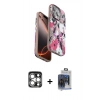 MARSİLYAN™- iPhone 15 Pro Max Kılıf Siluet Doku - Siyah Vanessa Magic Cam + PVD Metal Kamera Lens - GS