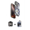 MARSİLYAN™- iPhone 15 Pro Max Kılıf Siluet Doku - Siyah Vanessa Magic Cam + PVD Metal Kamera Lens - TU