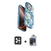 MARSİLYAN™- iPhone 15 Pro Max Kılıf Siluet Doku - Siyah Vanessa Magic Cam + Siyah PVD Metal Kamera Lens