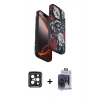 MARSİLYAN™- iPhone 15 Pro Max Kılıf Siluet Doku - Siyah Vanessa Magic Cam + Siyah PVD Metal Kamera Lens