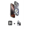 MARSİLYAN™- iPhone 15 Pro Max Kılıf Siluet Doku - Siyah Vanessa Magic Hayalet Cam + PVD Metal Kamera Lens - GI