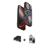 MARSİLYAN™- iPhone 15 Pro Max Kılıf Siluet Doku - Siyah Vanessa Magic Hayalet Cam + Gümüş Raze Metal Kamera Lens