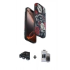 MARSİLYAN™- iPhone 15 Pro Max Kılıf Siluet Doku - Siyah Vanessa Magic Hayalet Cam + Lacivert Raze Metal Kamera Lens
