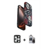 MARSİLYAN™- iPhone 15 Pro Max Kılıf Siluet Doku - Siyah Vanessa Magic Hayalet Cam + PVD Metal Kamera Lens - LT