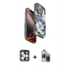 MARSİLYAN™- iPhone 15 Pro Max Kılıf Siluet Doku - Siyah Vanessa Magic Hayalet Cam + PVD Metal Kamera Lens - GS