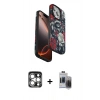 MARSİLYAN™- iPhone 15 Pro Max Kılıf Siluet Doku - Siyah Vanessa Magic Hayalet Cam + PVD Metal Kamera Lens - GS