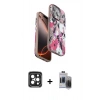 MARSİLYAN™- iPhone 15 Pro Max Kılıf Siluet Doku - Siyah Vanessa Magic Hayalet Cam + PVD Metal Kamera Lens - SH