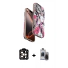 MARSİLYAN™- iPhone 15 Pro Max Kılıf Siluet Doku - Siyah Vanessa Magic Hayalet Cam + PVD Metal Kamera Lens - TU