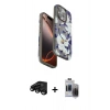 MARSİLYAN™- iPhone 15 Pro Max Kılıf Siluet Doku - Siyah Vanessa Magic Hayalet Cam + Raze Metal Kamera Lens - SH