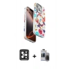 MARSİLYAN™- iPhone 15 Pro Max Kılıf Siluet Doku - Siyah Vanessa Magic Hayalet Cam + Siyah PVD Metal Kamera Lens