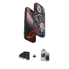 MARSİLYAN™- iPhone 15 Pro Max Kılıf Siluet Doku - Siyah Vanessa Magic Hayalet Cam + Titanyum Gri Raze Metal Kamera Lens