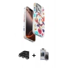 MARSİLYAN™- iPhone 15 Pro Max Kılıf Siluet Doku - Siyah Vanessa Magic Hayalet Cam + Titanyum Gri Raze Metal Kamera Lens