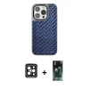 MARSİLYAN™- iPhone 15 Pro Max Kılıf Siluet Form Serisi - Şeffaf 360 Full Body Arka Koruyucu + PVD Metal Kamera Lens - SH