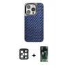 MARSİLYAN™- iPhone 15 Pro Max Kılıf Siluet Form Serisi - Şeffaf 360 Full Body Arka Koruyucu + PVD Metal Kamera Lens - LT