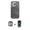 MARSİLYAN™- iPhone 15 Pro Max Kılıf Siluet Form Serisi - Şeffaf 360 Full Body Arka Koruyucu + PVD Metal Kamera Lens - GS