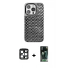 MARSİLYAN™- iPhone 15 Pro Max Kılıf Siluet Form Serisi - Şeffaf 360 Full Body Arka Koruyucu + PVD Metal Kamera Lens - LT