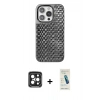 MARSİLYAN™- iPhone 15 Pro Max Kılıf Siluet Form Serisi - Şeffaf Pasifik Cam Ekran Koruyucu + Siyah PVD Metal Kamera Lens