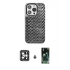 MARSİLYAN™- iPhone 15 Pro Max Kılıf Siluet Form Serisi - Siyah 360 Mat Full Body Arka Koruyucu + PVD Metal Kamera Lens - GI