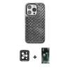 MARSİLYAN™- iPhone 15 Pro Max Kılıf Siluet Form Serisi - Siyah 360 Mat Full Body Arka Koruyucu + PVD Metal Kamera Lens - SH