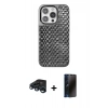 MARSİLYAN™- iPhone 15 Pro Max Kılıf Siluet Form Serisi - Siyah 3D Antistatik Hayalet Cam Ekran Koruyucu + Raze Metal Kamera Lens - LT