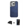 MARSİLYAN™- iPhone 15 Pro Max Kılıf Siluet Form Serisi - Siyah 3D Antistatik Hayalet Cam Ekran Koruyucu + Raze Metal Kamera Lens - TMGI
