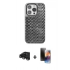 MARSİLYAN™- iPhone 15 Pro Max Kılıf Siluet Form Serisi - Siyah 3D Antistatik Mat Seramik Nano Ekran Koruyucu + Raze Metal Kamera Lens - SH