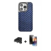 MARSİLYAN™- iPhone 15 Pro Max Kılıf Siluet Form Serisi - Siyah 3D Antistatik Mat Seramik Nano Ekran Koruyucu + Raze Metal Kamera Lens - GS