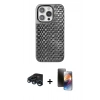 MARSİLYAN™- iPhone 15 Pro Max Kılıf Siluet Form Serisi - Siyah 3D Antistatik Mat Seramik Nano Ekran Koruyucu + Lacivert Raze Metal Kamera Lens