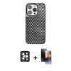 MARSİLYAN™- iPhone 15 Pro Max Kılıf Siluet Form Serisi - Siyah 3D Antistatik Mat Seramik Nano Ekran Koruyucu + PVD Metal Kamera Lens - GI