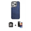 MARSİLYAN™- iPhone 15 Pro Max Kılıf Siluet Form Serisi - Siyah 3D Antistatik Mat Seramik Nano Ekran Koruyucu + PVD Metal Kamera Lens - TU
